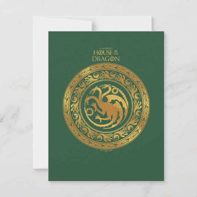 Golden Targaryen Wappen Mitteilungskarte (Vorderseite)
