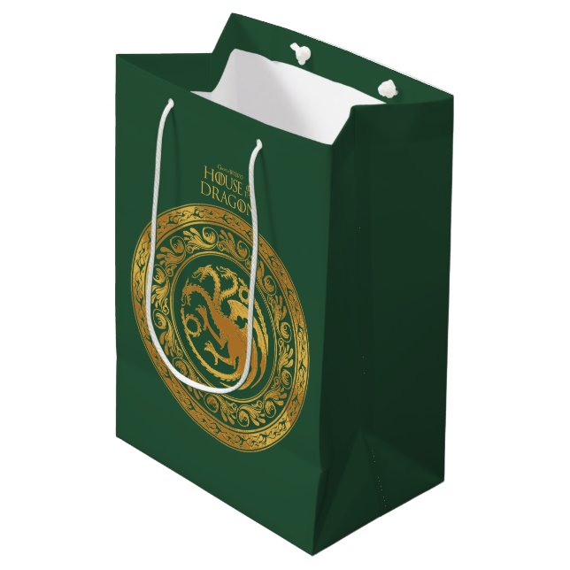 Golden Targaryen Wappen Mittlere Geschenktüte (Vorderseite Schrägansicht)