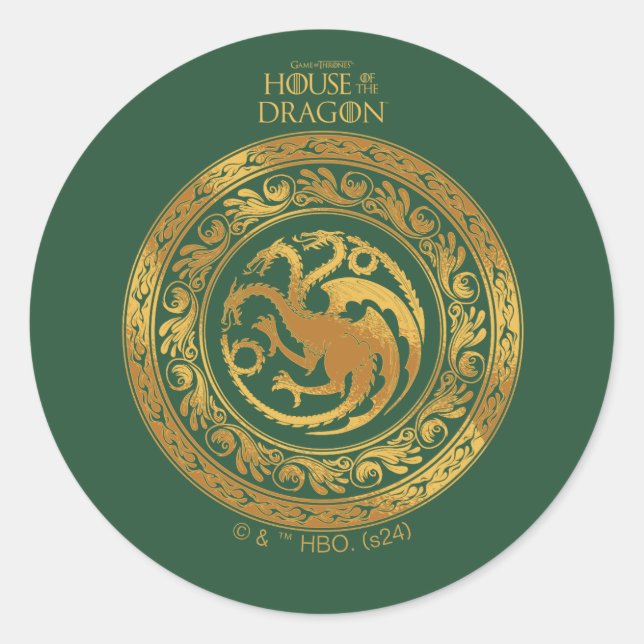 Golden Targaryen Wappen Runder Aufkleber (Vorderseite)