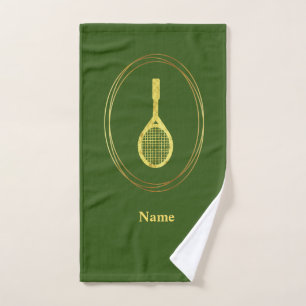 Golden Tennis Racket Silhouette Serviette à main