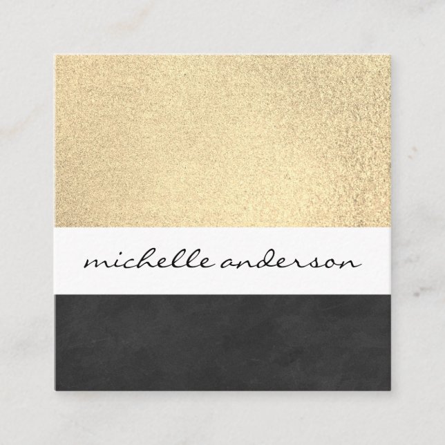 Golden Texture Color Blocks | Mode-Designer Quadratische Visitenkarte (Vorderseite)