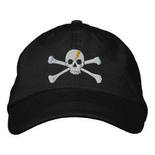 Golden Thunderbolt Crossbones Skull Stickerei Bestickte Baseballkappe