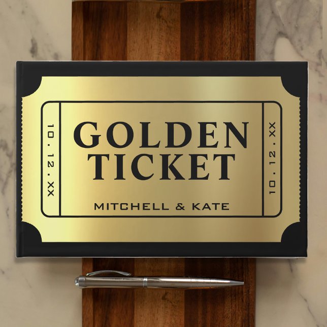 Golden Ticket Black & Gold Wedding Gästebuch (Golden Ticket Black & Gold Wedding Guest Book
)
