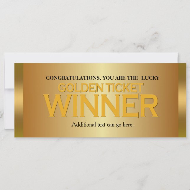 GOLDEN TICKET GAGNANT Anniversaire Fête Invitation (Devant)