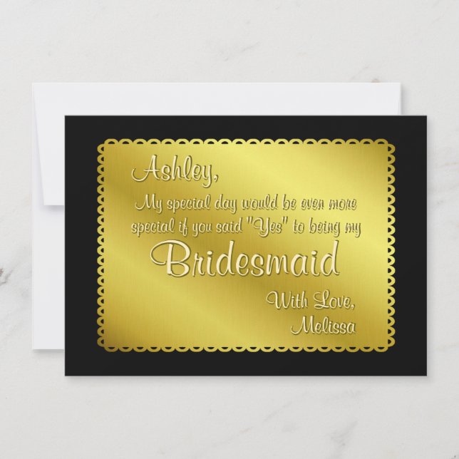 Golden Ticket Look wirst du meine Bridesmaid sein Einladung (Vorderseite)
