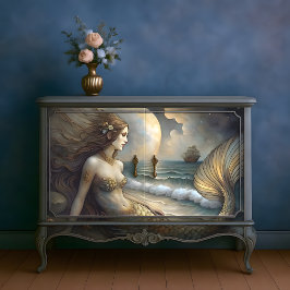 Golden Tides Mermaid Beauty Decoupage Seidenpapier
