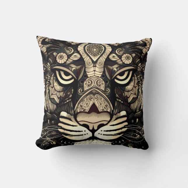 Golden Tiger Head Kissen (Vorderseite)