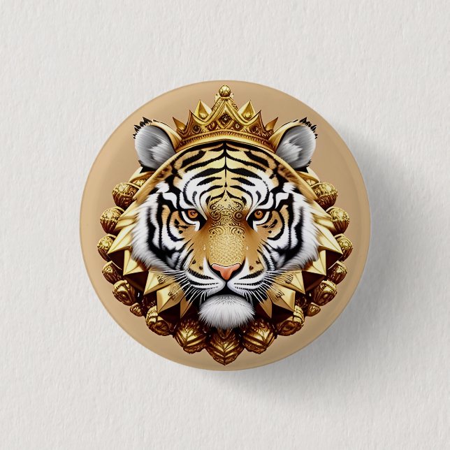 Golden Tiger Wappen Emblem Button (Vorderseite)
