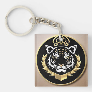 Golden Tiger Wappen Emblem Schlüsselanhänger