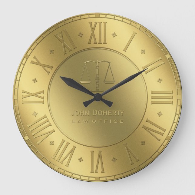 Golden Times | Personalizable Attorney At Law Große Wanduhr (Vorderseite)