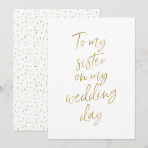 Golden "To my sister on my wedday" Einladung