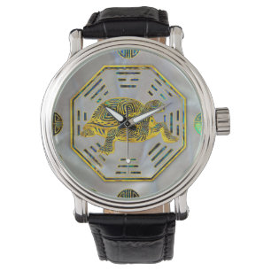 Golden Tortoise / Turtle Feng Shui Abalone Muschel Armbanduhr