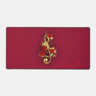 Golden Treble Clef avec fleurs Roses