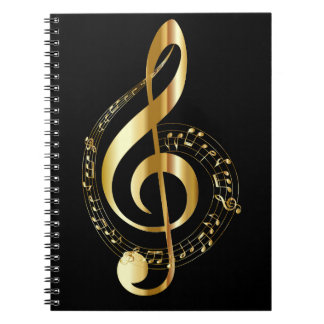 Golden Treble Clef Spiral Notebook Notizblock