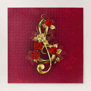 Golden Treble Cleve mit Rose Blume