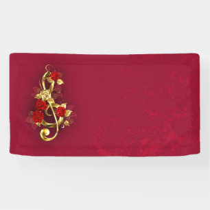 Golden Treble Cleve mit Rose Blume Banner