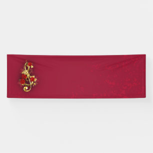 Golden Treble Cleve mit Rose Blume Banner