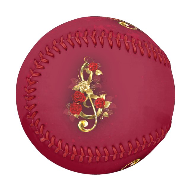 Golden Treble Cleve mit Rose Blume Baseball (Vorderseite Links)