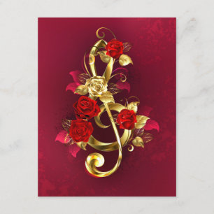 Golden Treble Cleve mit Rose Blume Begleitkarte