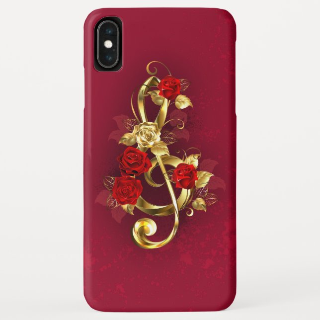 Golden Treble Cleve mit Rose Blume Case-Mate iPhone Hülle (Rückseite)