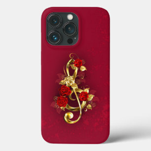 Golden Treble Cleve mit Rose Blume Case-Mate iPhone Hülle