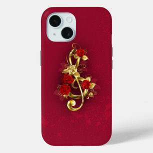 Golden Treble Cleve mit Rose Blume Case-Mate iPhone Hülle