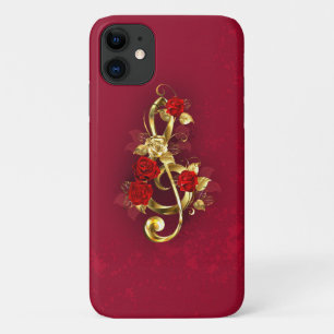 Golden Treble Cleve mit Rose Blume Case-Mate iPhone Hülle