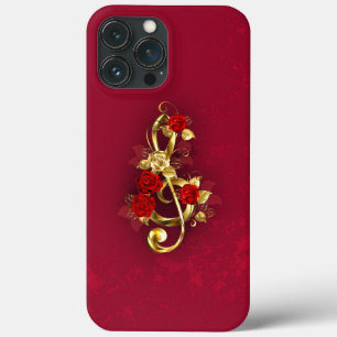 Golden Treble Cleve mit Rose Blume Case-Mate iPhone Hülle