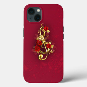 Golden Treble Cleve mit Rose Blume Case-Mate iPhone Hülle