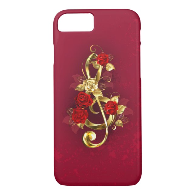 Golden Treble Cleve mit Rose Blume Case-Mate iPhone Hülle (Rückseite)