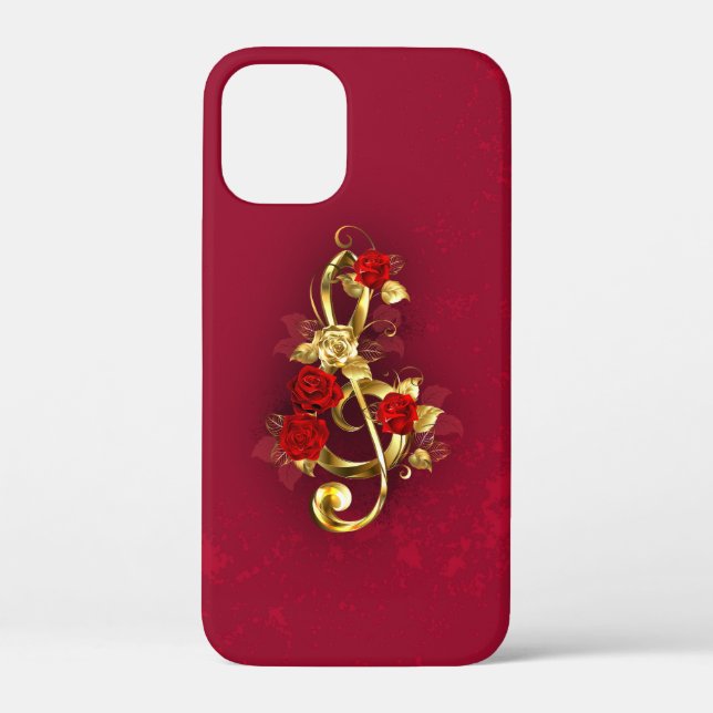 Golden Treble Cleve mit Rose Blume Case-Mate iPhone Hülle (Rückseite)