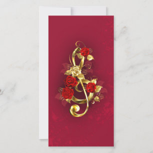 Golden Treble Cleve mit Rose Blume Dankeskarte
