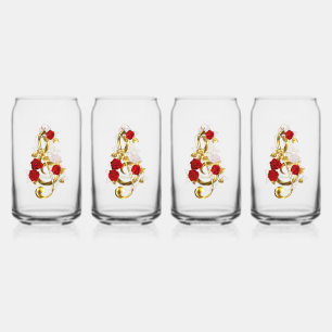 Golden Treble Cleve mit Rose Blume Dosenglas