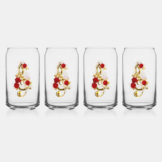 Golden Treble Cleve mit Rose Blume Dosenglas (Vorderseite)