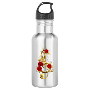 Golden Treble Cleve mit Rose Blume Edelstahlflasche