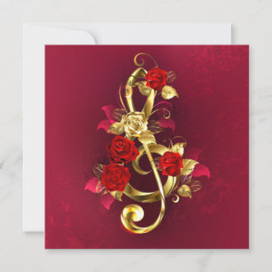 Golden Treble Cleve mit Rose Blume Feiertagskarte