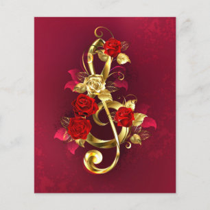 Golden Treble Cleve mit Rose Blume Flyer