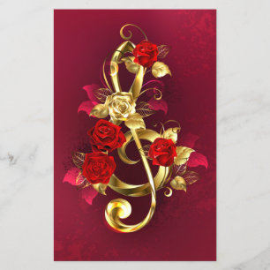 Golden Treble Cleve mit Rose Blume Flyer