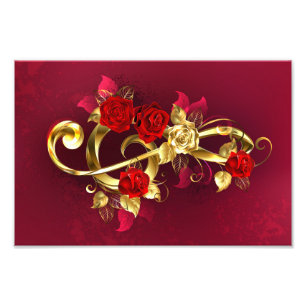 Golden Treble Cleve mit Rose Blume Fotodruck