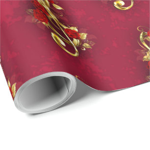 Golden Treble Cleve mit Rose Blume Geschenkpapier
