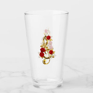 Golden Treble Cleve mit Rose Blume Glas