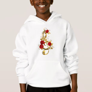 Golden Treble Cleve mit Rose Blume Hoodie