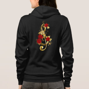 Golden Treble Cleve mit Rose Blume Hoodie