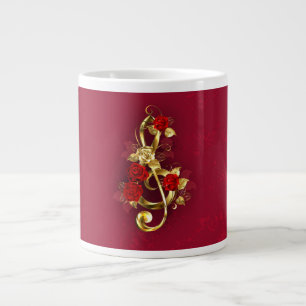 Golden Treble Cleve mit Rose Blume Jumbo-Tasse