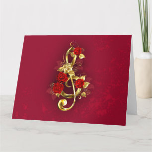 Golden Treble Cleve mit Rose Blume Karte