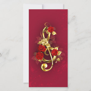 Golden Treble Cleve mit Rose Blume Karte