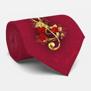 Golden Treble Cleve mit Rose Blume Krawatte