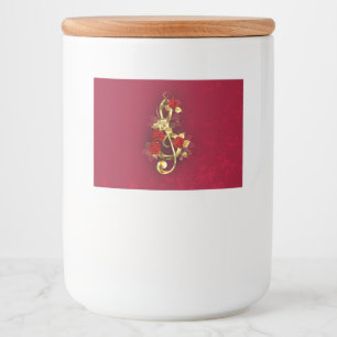 Golden Treble Cleve mit Rose Blume Lebensmitteletikett