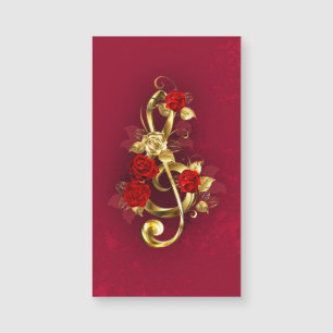 Golden Treble Cleve mit Rose Blume Magnetkarte