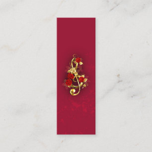 Golden Treble Cleve mit Rose Blume Mini Visitenkarte
